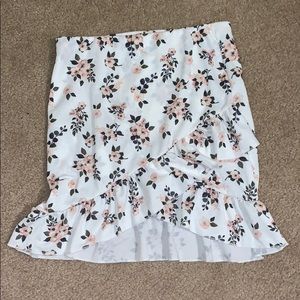 Floral Mini Skirt With Ruffled Hem